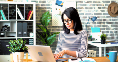 Women using computer at desk